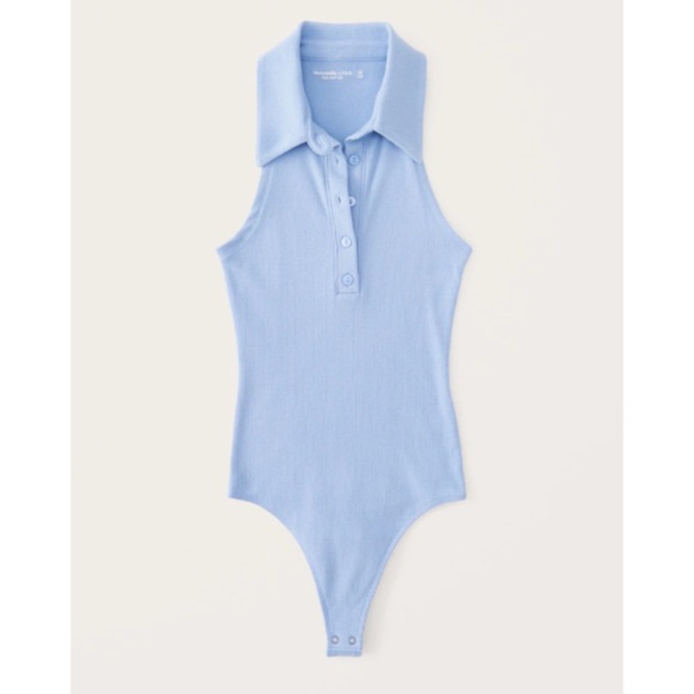Abercrombie & Fitch Light Blue Ribbed Tank Bodysuit